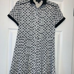 Vintage Black and White patterned dress with pleats